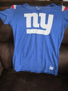 NY Giants NFL Team Apparel T-Shirt Women's L V-Neck Short Sleeve Graphic Tee - Picture 1 of 3