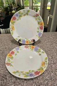 Corelle Corning Summer Blush Pansies Dinner Plates 10 1/4" Set of 2 - Picture 1 of 4