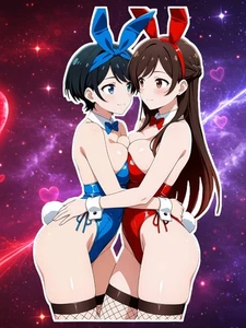 Anime Waifu Rent a Girlfriend Chizuru Mizuhara X Ruka Sarashina 6" Vinyl Sticker - Picture 1 of 1