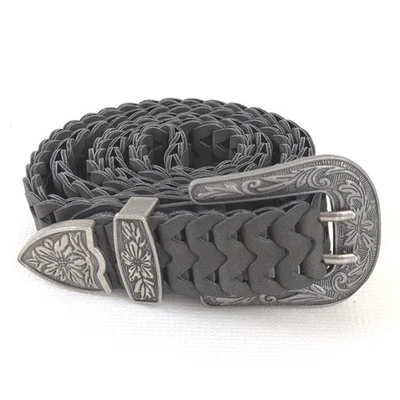 Torrid Womens Braided Belt Western Buckle Size 3 Gray Faux Leather Casual - Image 1 of 4