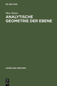 Analytische Geometrie der Ebene by Dr Max Simon (German) Hardcover Book - Picture 1 of 1
