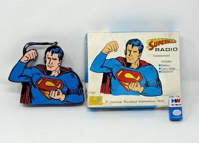 1973 Супермен транзистор радио - оригинальная коробка и аксессуары - винтажный! - Изображение 1 из 4