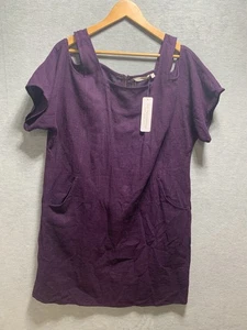 Soft Surroundings Dress Womens M Purple Linen Blend Tunic Mini Cut Out - Picture 1 of 11