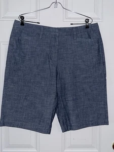 Pantalones Cortos Lands End Mujer Cambray Talla 14 Tiro Medio 100% Algodón Informales Azul Oscuro - Imagen 1 de 6