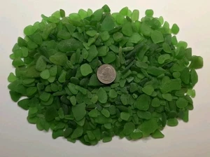 GENUINE SURF TUMBLED SEA GLASS FROM PUERTO RICO / 1.1+  LB GREEN #1 - Picture 1 of 2