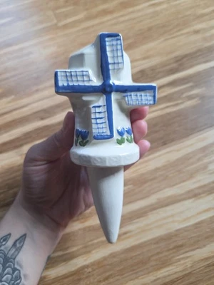 Molino de viento de cerámica vintage planta tierna riego estaca Foto 1 de 4