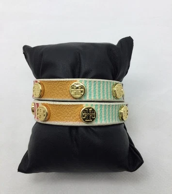 Tory Burch Multicolor Stripped Leather Wrap Bracelet - Image 1 of 3