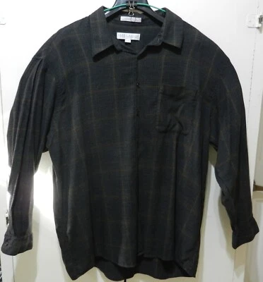 Perry Ellis Portfolio Camisa Hombre Manga Larga Mezcla Algodón Gris Cuadros (2XB) XXB Foto 1 de 4