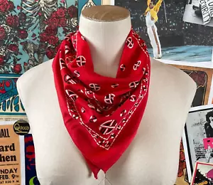 Vtg 60s Guaranteed Red Fast Color Geometric Cotton Bandana Hankderchief RN14193 - Picture 1 of 5
