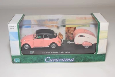 # CARARAMA VW VOLKSWAGEN ESCARABAJO CABRIOLET CON CARAVANA ROSA COMO NUEVO EN... - Imagen 1 de 3