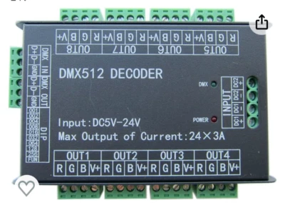 24 CH Constant Voltage DMX512 Decoder Din Rail Mounted 24 Channel - Image 1 of 4