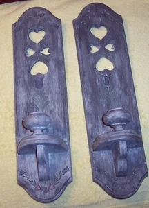 Vintage 15 1/2" geformte Kunststoff Wandlampen antik bemalt Burwood 1986 USA - Bild 1 von 2