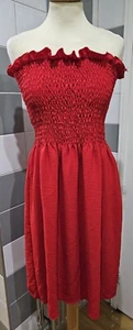 Rotes trägerloses dehnbares kurzes Sommerkleid für Damen Made in Italy – UK 12 - Bild 1 von 6