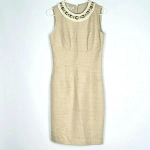 Maggy London Sz 6 Tweed Sheath Dress Women Sleeveless Jewel Neckline Knee Length - Picture 1 of 8