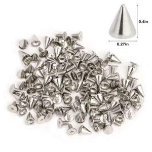 100X Punk Cone Metal Spikes Rivets Studs Screw Back For Clothing Jacket Leather - Picture 1 of 7