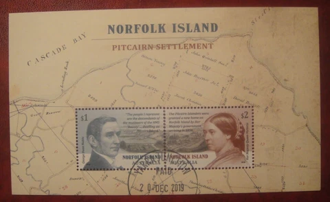 Australia, Norfolk Island 2019. Pitcairn Settlement. Mini-Sheet Postmarked Cover