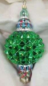 Mackenzie Childs Russian Jewel Courtly Check Green Ornament Glass - Picture 1 of 4