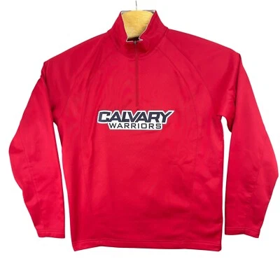 Sport-Tek Calvary Warriors Pullover Jacket Men Small Red 1/2 Zip Soft Shell - Image 1 of 4