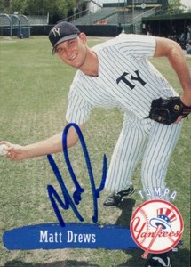 1995 Tampa Yankees MATT DREWS Signed Card autograph RC SUPER BUST PROSPECT