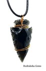 Arrow head Black Obsidian Copper Pendant Dragonglass Reiki Charged Cord Necklace