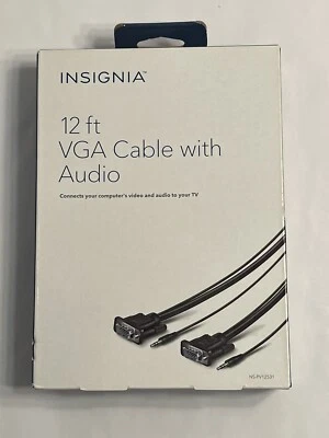 Insignia ~12 FT VGA Cable with Audio~ Black  NS-PV12531  New In Box - Image 1 of 4