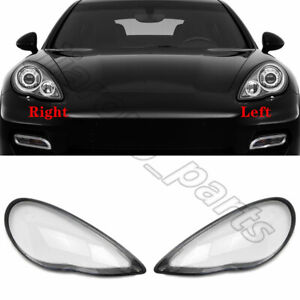 🔊LH+RH Front Headlight Lens Cover+Seal Glue For Porsche Panamera 970 2010-2013