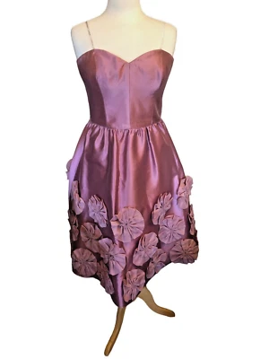 Vestido de noche formal de seda para mujer Chetta B corto amatista flores elevadas talla 10 Foto 1 de 4