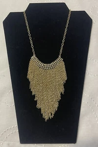 Ann Taylor Goldtone chain cascade necklace. Rhinestones Statement Choker NWT. - Picture 1 of 12