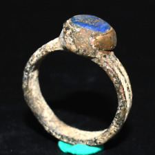Genuine Ancient Roman Bronze Signet Ring with Stone Intaglio C. 1st-3rd Century