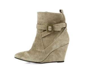 Womens CHARLES DAVID taupe suede wedge ankle booties sz. 36.5 $140 - Picture 1 of 6