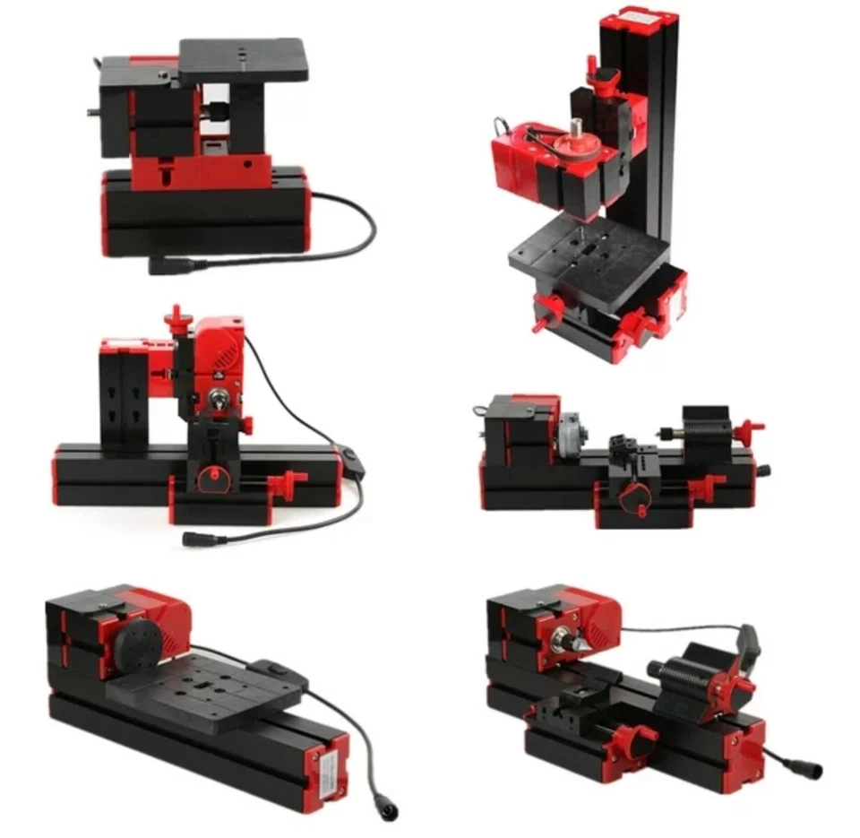 6 in 1 DIY Mini Motorized Wood Metal Lathe Miller Driller Grinder Sawing Machine - Image 1 of 4