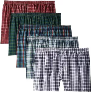 Fruit of the Loom Men's Woven Compatible with Tartan & Plaid Boxer 5-Pk Size 2XL - Picture 1 of 2