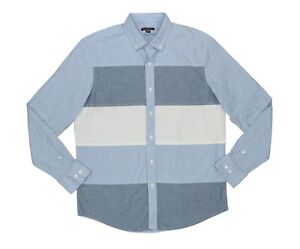 Club Room Colorblocked Men's Long Sleeve Button Down Shirt NWT Blue/White