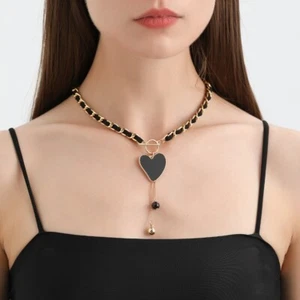 Black Flannel Wrapped Choker Alloy Star Tassel Necklace Gifts - Picture 1 of 19