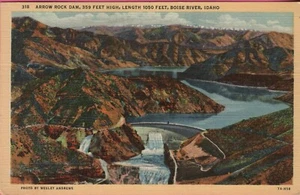 Vintage Idaho ID Postcard Arrow Rock Dam Boise River posted 1946 - Picture 1 of 4