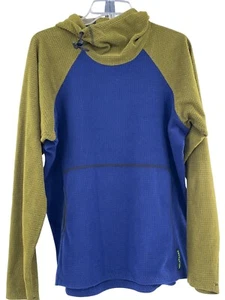 Melanzana Two-Tone Blue & Green Hooded Micro grid Pullover Men's large - Picture 1 of 6
