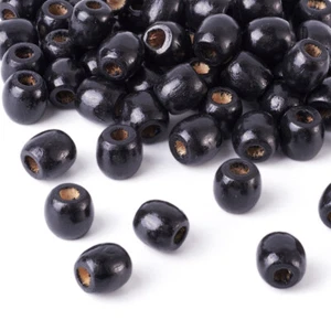 100 Stck. Schwarz Holz Fass Perlen Natur Holz Großloch Haar Zopf Perlen 16 mm - Bild 1 von 6