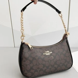 Coach Teri Shoulder Bag in Signature Canvas Brown - Picture 1 of 6