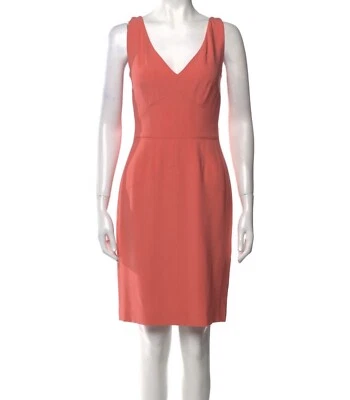 NARCISO RODRIGUEZ Womens Coral Zippered Sleeveless V Neck Knee Length Dress 6 - image 1 of 4