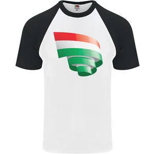 Curled Hungary Flag Hungarian Day Football Mens s/S Baseball T-Shirt - Picture 1 of 50
