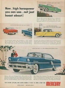 1955 Mercury Montclair Monterey Custom Background Sketch V8 Vintage Print Ad FJ1 - Picture 1 of 1