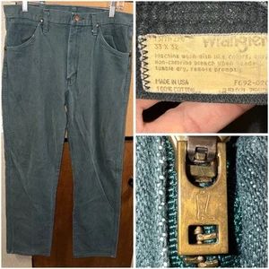 vintage 80’s 33x32 Fade Green wrangler cowboy cut jeans, Whiskered USA 13MWZ - Picture 1 of 14