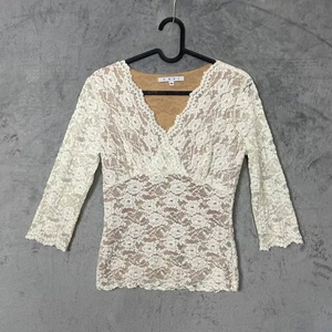 Coquette Ivory Lace Babydoll Top Medium Sheer Fairy Y2K Party Romantic Evening - Picture 1 of 5