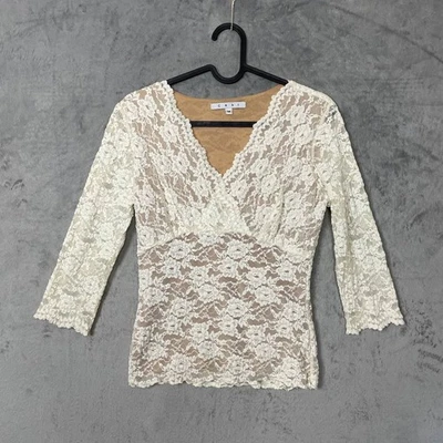 Top Babydoll Coquette Marfil Encaje Mediano Transparente Hada Y2K Fiesta Noche Romántica Foto 1 de 4