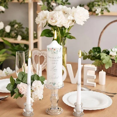 Unity Wedding Candles Ceremony Set with Glass Candlesticks Holders and Decor ... - Image 1 of 4