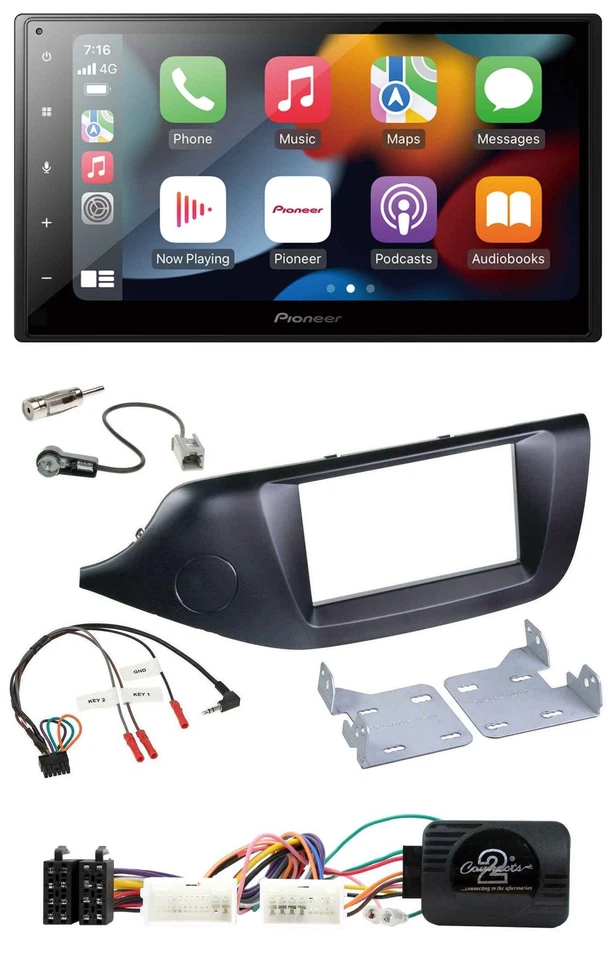 Pioneer DAB Bluetooth 2DIN USB Lenkrad Autoradio für Kia Ceed ab 2012 schwarz oh - Bild 1 von 4