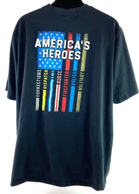 Bass Pro Shops T-Shirt Men 3XL Black America's Heroes EMS Nurse Police Dispatch - Image 1 of 4