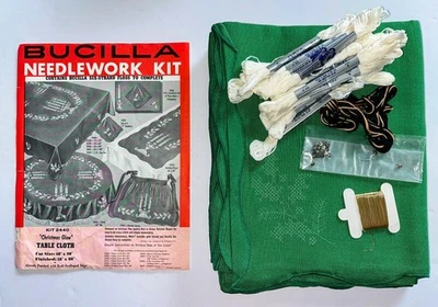 Vtg Bucilla CHRISTMAS GLOW Rectangle Tablecloth Kit 2440 60" x 90" - Image 1 of 4