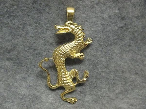 NEW Chinese Dragon Hip Hop Rapper Bling Pendant Charm Gold Tone w/Etched Accents - Picture 1 of 3