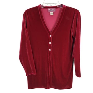 Vintage Samt Topper Strickjacke Jacke klein 3 Knöpfe Whimsigoth Fee Grunge Witchy - Bild 1 von 3